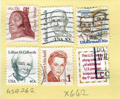 USA Group of Six Stamps (USA 262). As Image.