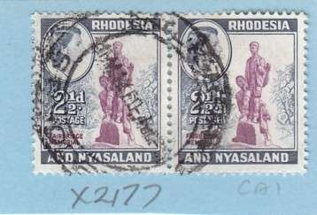 Rhodesia & Nyasaland 1959 Definitive Issue Pair 2 1/2d Stamps. As Image.