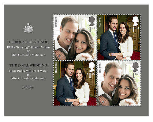 GB 2011 Royal Wedding Stamps (Prince William and Catherine). As Image. (Face Value 3.12 UK Pounds)