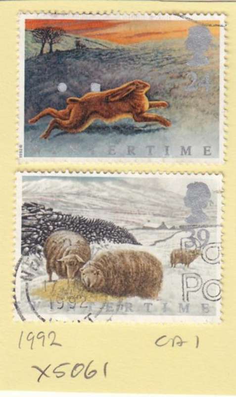 GB Two Wintertime Stamps. As Image.