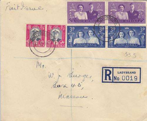 Union FDC Royal Visit Ladybrant Registration Lable. As Image.