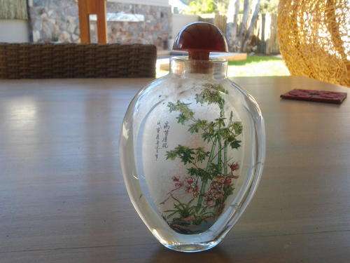 VERY SPECIAL RARE DOUBLE GLASS/ROCK CRYSTAL?SNUFF BOTTLE! UNIQUE! LOOK! 10CM LONG