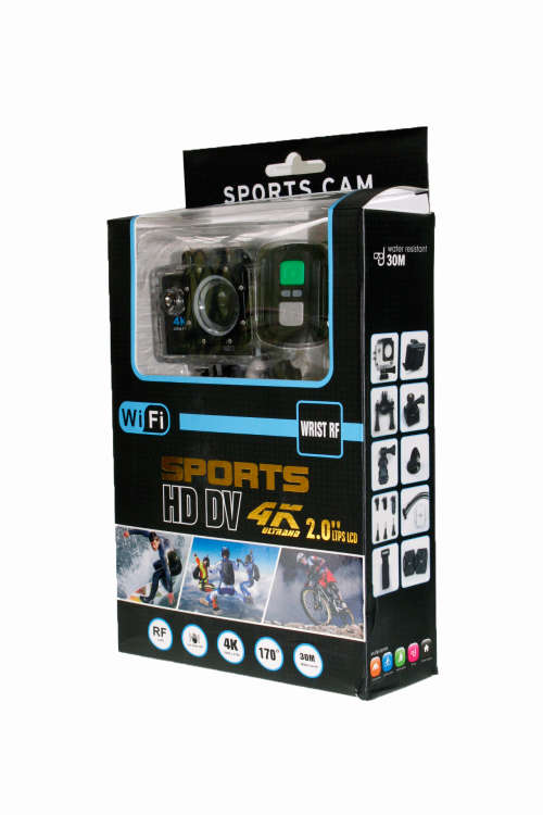 Black 4K HD Sports Camera with Remote