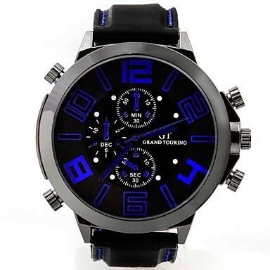 GT Sports Watch Men Quartz Military Wristwatch Japan Movt Round Dial Silicone Band