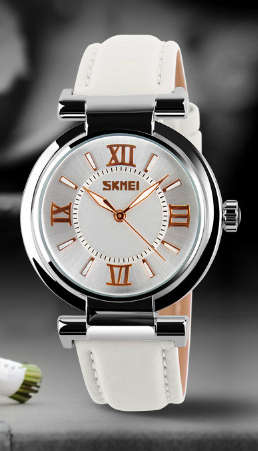 Skmei ladies'PU leather watch white