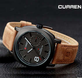 Curren Men's Leather Watch Black