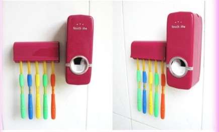 Automatic Toothpaste Dispenser + toothbrush holder Pair SET