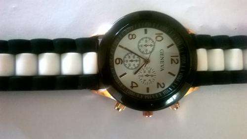 Geneva  Womens Watch white stripe black dial