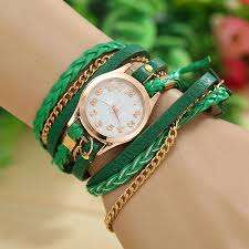 Green Braided Rope bracelet fashion watch