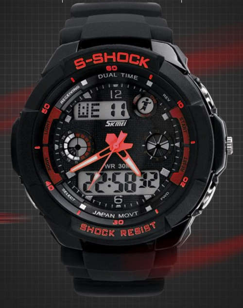 SKMEI Men's 5ATM WATER RESISTANT Sports Watch Red