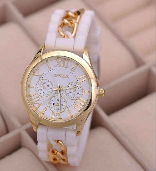 White Ladies Geneva chain strap watch