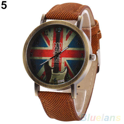 God save the queen brown denim watch