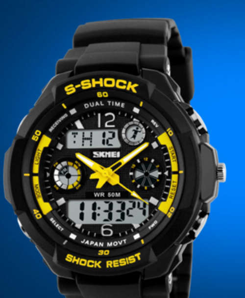 SKMEI Men's 5ATM WATER RESISTANT Sports Watch Yellow