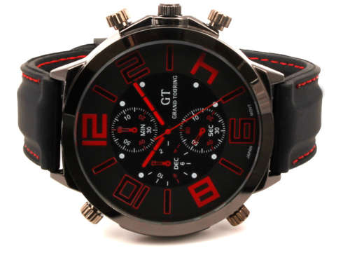 GT Sports Watch Men Quartz Military Wristwatch Japan Movt Round Dial Silicone Band