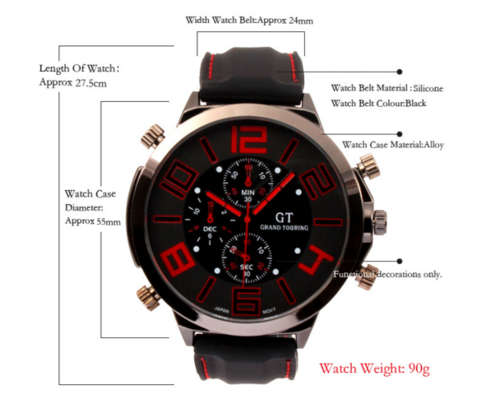  GT 57 GRAND TOUCHING Silicone Band Quartz Analog Sport Watch