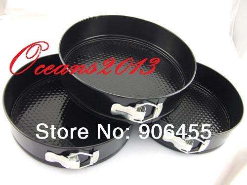 3pcs /Set Round Shape Drop Bottom Cake Pan  Non-Stick Metal Cake Mould 218 Black