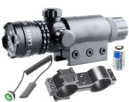 Green dot laser sight outside adjust rifle gun scope 2 switch rail mounts box set