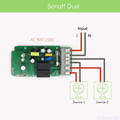 Sonoff Dual-ITEAD WiFi Wireless Smart Switch Module ABS Shell Socket Fr DIY Home