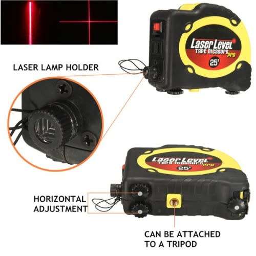 5.5M Laser Level Tape Measure Horizontal Vertical Line Ruler Tester