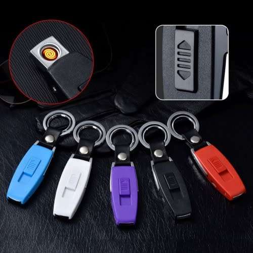 USB Recharge Lighter Key Ring Key Chain Electric Flameless Cigarette Lighter