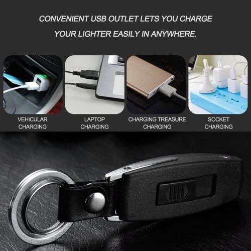 USB Recharge Lighter Key Ring Key Chain Electric Flameless Cigarette Lighter
