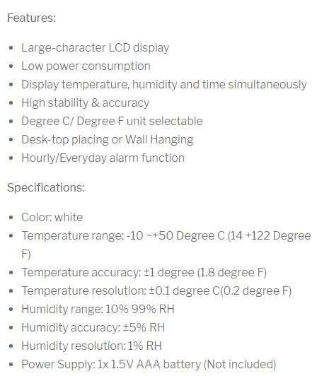 Temperature Humidity Meter And Clock