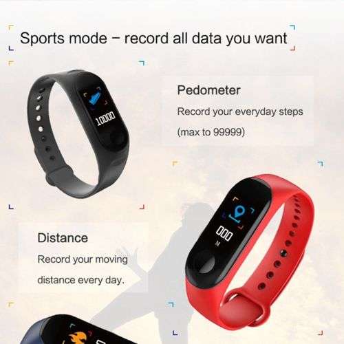 M3 Smart Watch Bracelet Fitness Activity Tracker Blood Pressure HeartRate
