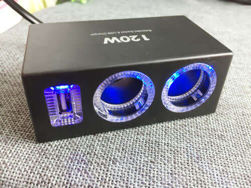 120W Car Cigarette Lighter 2 Way Socket Power Adapter USB Phone Charger Splitter