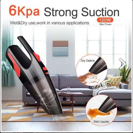 Portable Handheld 120W  Dry Wet Cordless Car Vacuum Cleaner