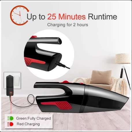 Portable Handheld 120W  Dry Wet Cordless Car Vacuum Cleaner