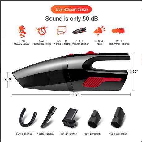Portable Handheld 120W  Dry Wet Cordless Car Vacuum Cleaner