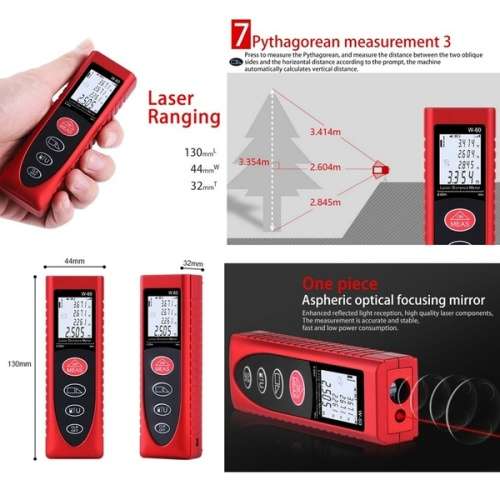 80M Handheld Digital Laser Distance Meter Range Finder Measure Diastimeter