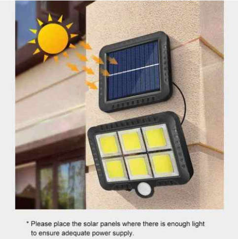 120 LED Bright COB White Solar LED Light With Solar Panel & Motion Sensor