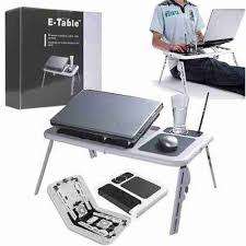 E Table Foldable & Portable Laptop Table With 2 USB Cooling Fans