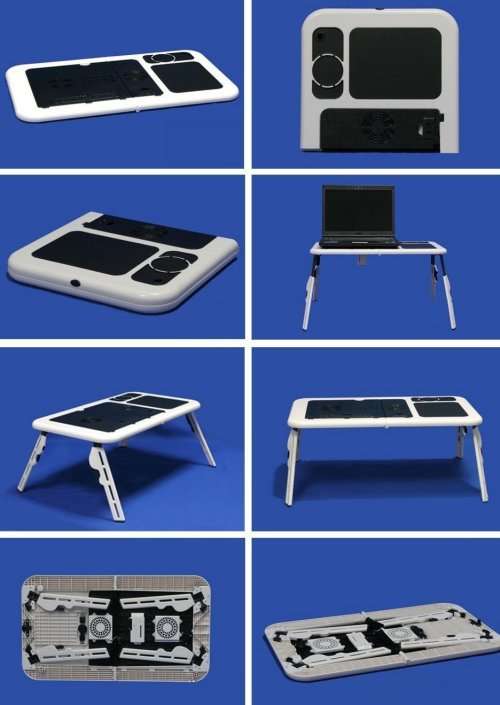 E Table Foldable & Portable Laptop Table With 2 USB Cooling Fans