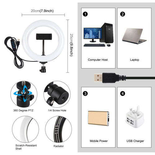 LED Curved Diffuse Ring Fill Light Mobile Phone Live Selfie Dimmable