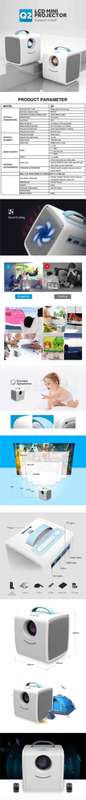 1080P HD Mini Projector Home LCD Portable Cinema Built-in Speaker