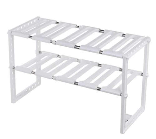 Under Sink Storage Caddy Multi Purpose Rack Adjustable Tidy 2 Tier Shelf Kitchen