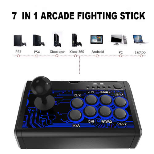 7 IN 1 USB Wired Arcade Fighting Stick Joystick With Metal Base