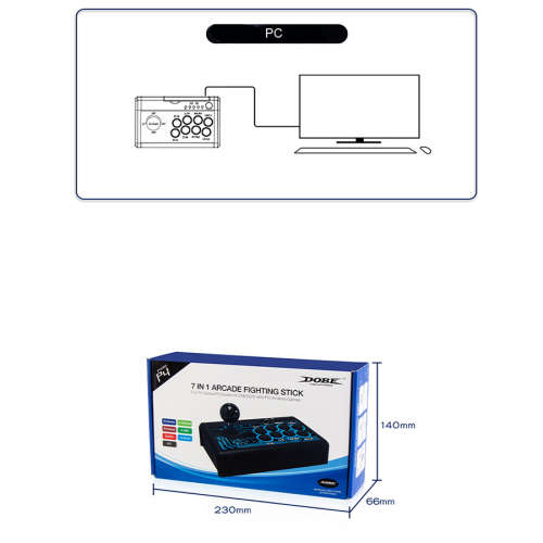 7 IN 1 USB Wired Arcade Fighting Stick Joystick With Metal Base