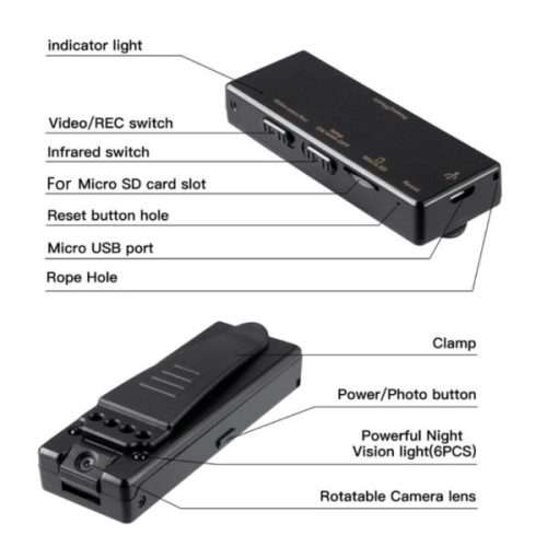 VM7 Mini Wearable Clip Camera Video Recorder DV Micro Camcorder