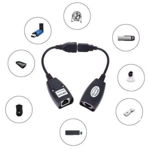USB 2.0 Extension Extender Adapter Network Ethernet Repeater