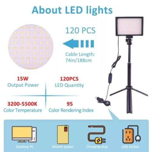 LED Flat Light Photography Light with Tripod Phone Holder