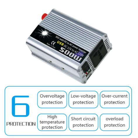 500 Watts 12v DC to 220v AC Inverter