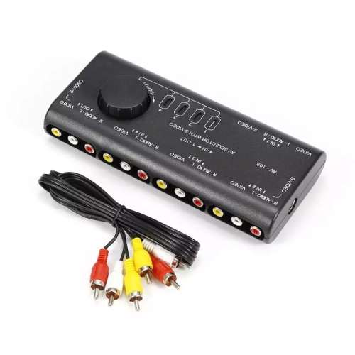 Out AV RCA Switch Box AV Audio Video Signal Switcher Splitter 4 Way Selector With RCA Cable 4 In 1