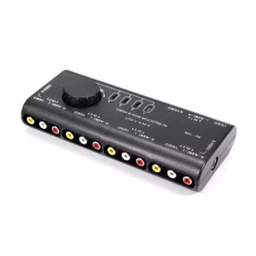 Out AV RCA Switch Box AV Audio Video Signal Switcher Splitter 4 Way Selector With RCA Cable 4 In 1