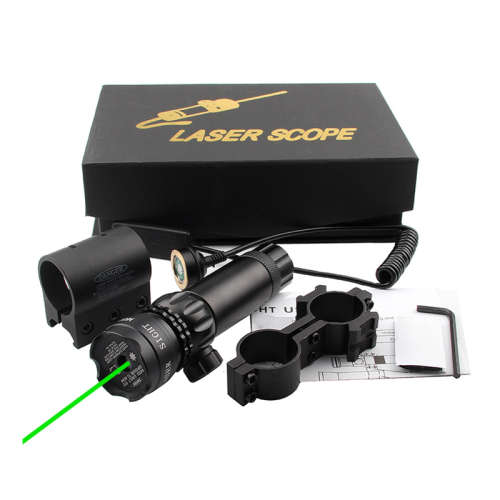 Green dot laser sight outside adjust rifle gun scope 2 switch rail mounts box set