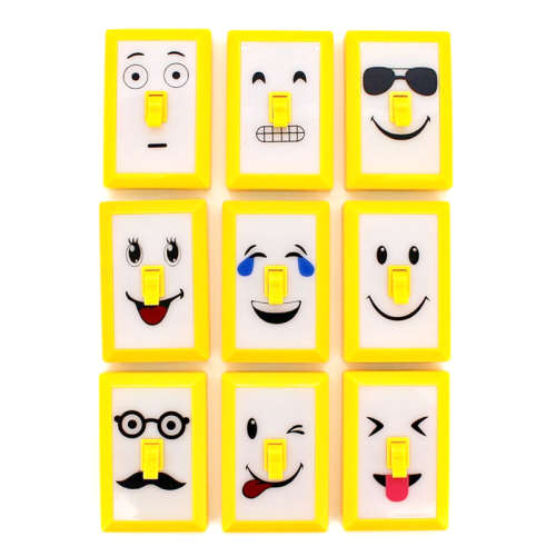 LED Wall Night Light Emoji Funny Face Light Switch Emergency Light