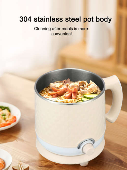 Stainless Steel Mini Electric Rice Cooker 1.8L Multi-function Portable Travel Egg Steam Noodle Pot