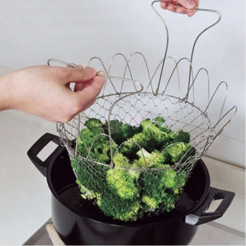 Stainless Steel Silver Chef Basket For Kitchen